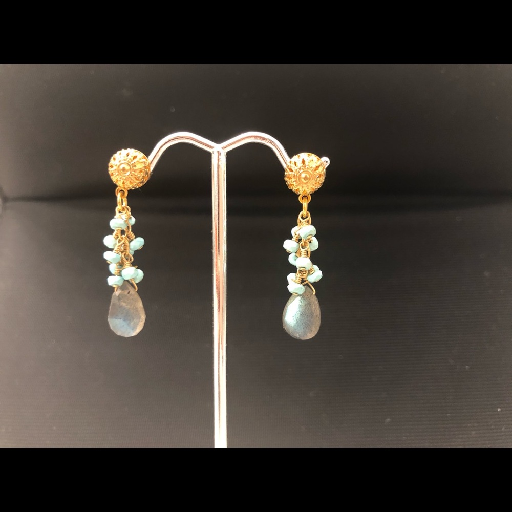 Labradorite n Sleeping Beauty Turquoise Earrings
